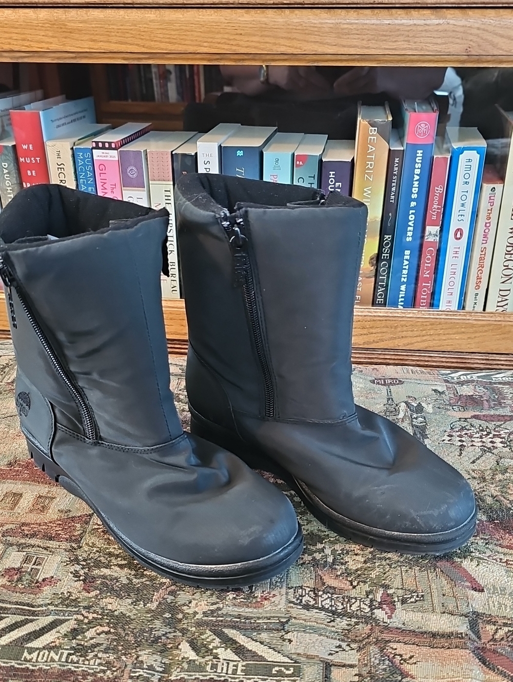 Totes Women's Black Waterproof Short Rain Boots with Double Side Zippers 8W